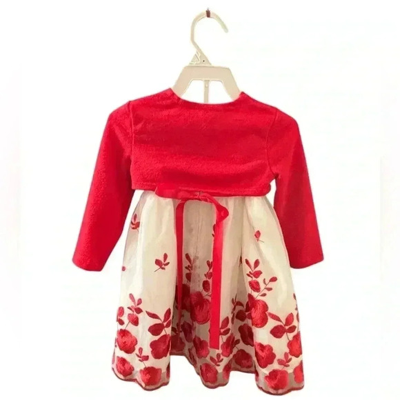 NWOT 18 mo Embroidered Christmas white and red Purple Rose dress. Dsct w bundle. - Picture 3 of 6